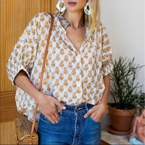 Emerson Fry mandarin collar oversized top- marigold print
